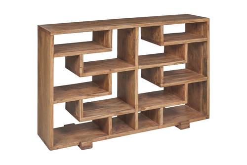 Consolle libreria legno acacia con tanti piani sfalsati cm130
