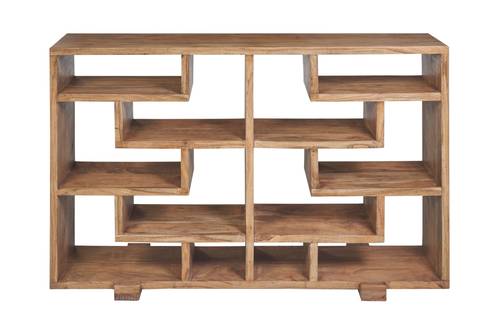 Consolle libreria legno acacia con tanti piani sfalsati cm130