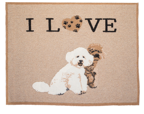 Coperta lana cani I love Barboncino 130x150