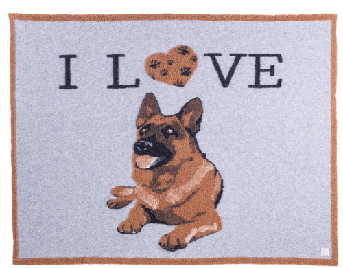 Coperta lana cani I love Pastore Tedesco 130x150