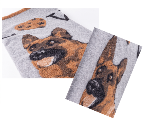 Coperta lana cani I love Pastore Tedesco 130x150