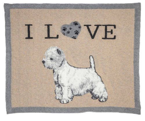 Coperta lana cani I love West Higland 130x150