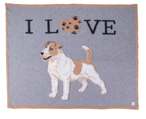 Coperta lana cani I love Jack Russel 130x150