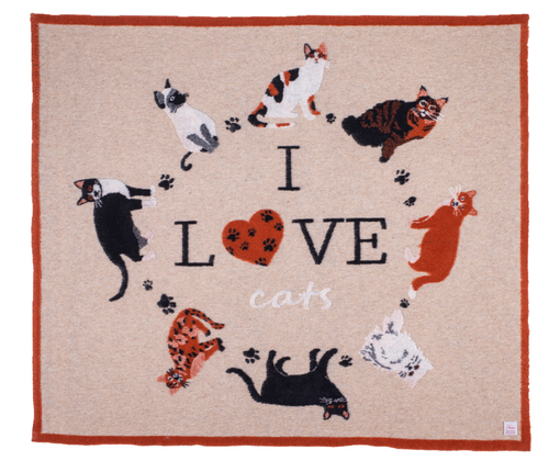 Coperta lana gatti I love Cats 130x150
