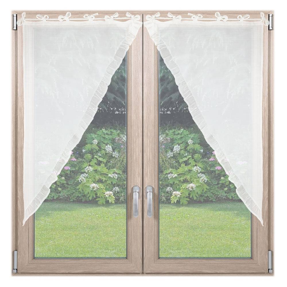 Coppia di tende bianco mezzovetro laterali a punta 60x120h