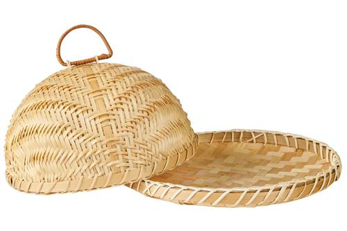 Coprivivande campana bamboo tonda con piatto cm 25
