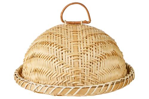 Coprivivande campana bamboo tonda con piatto cm 25