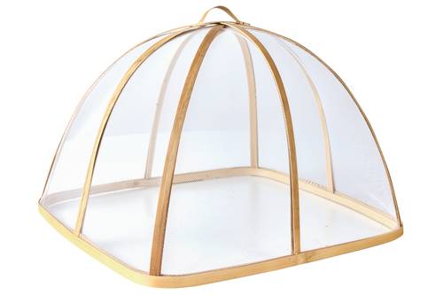 Coprivivande campana rete bianca e bamboo naturale quadrata 34x34