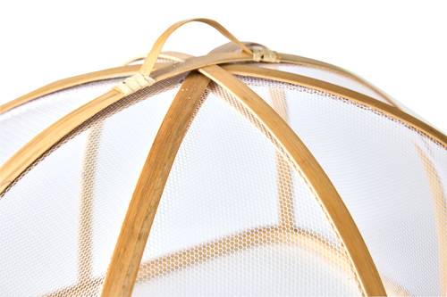 Coprivivande campana rete bianca e bamboo naturale quadrata 34x34