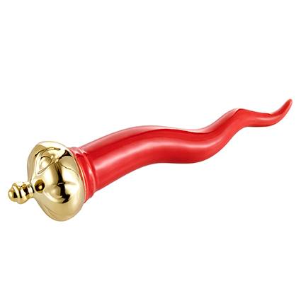 Corno portafortuna ceramica rosso e oro