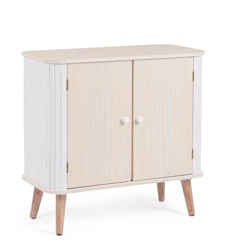 Credenza legno bianco tortora 2 ante finitura rigata