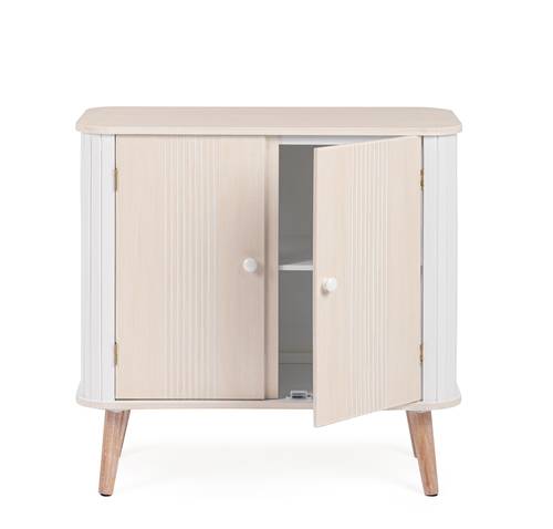 Credenza legno bianco tortora 2 ante finitura rigata