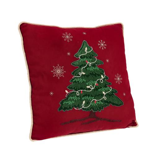 Cuscino Albero di Natale velluto rosso 45x45