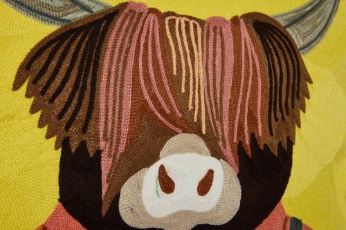 Cuscino Embroidery mucca delle Highlands 50x50
