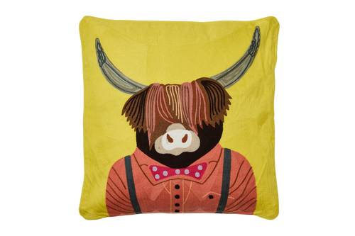 Cuscino Embroidery mucca delle Highlands 50x50