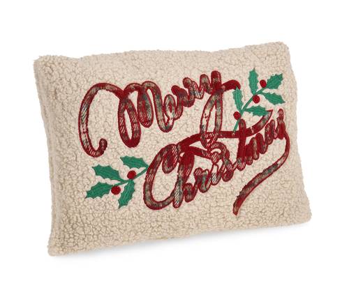 Cuscino Merry Christmas lana bianca natalizio 45x33
