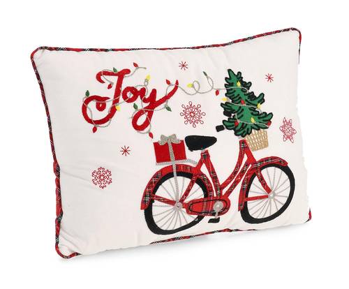 Cuscino bicicletta natalizia Joy ricamato 45x33