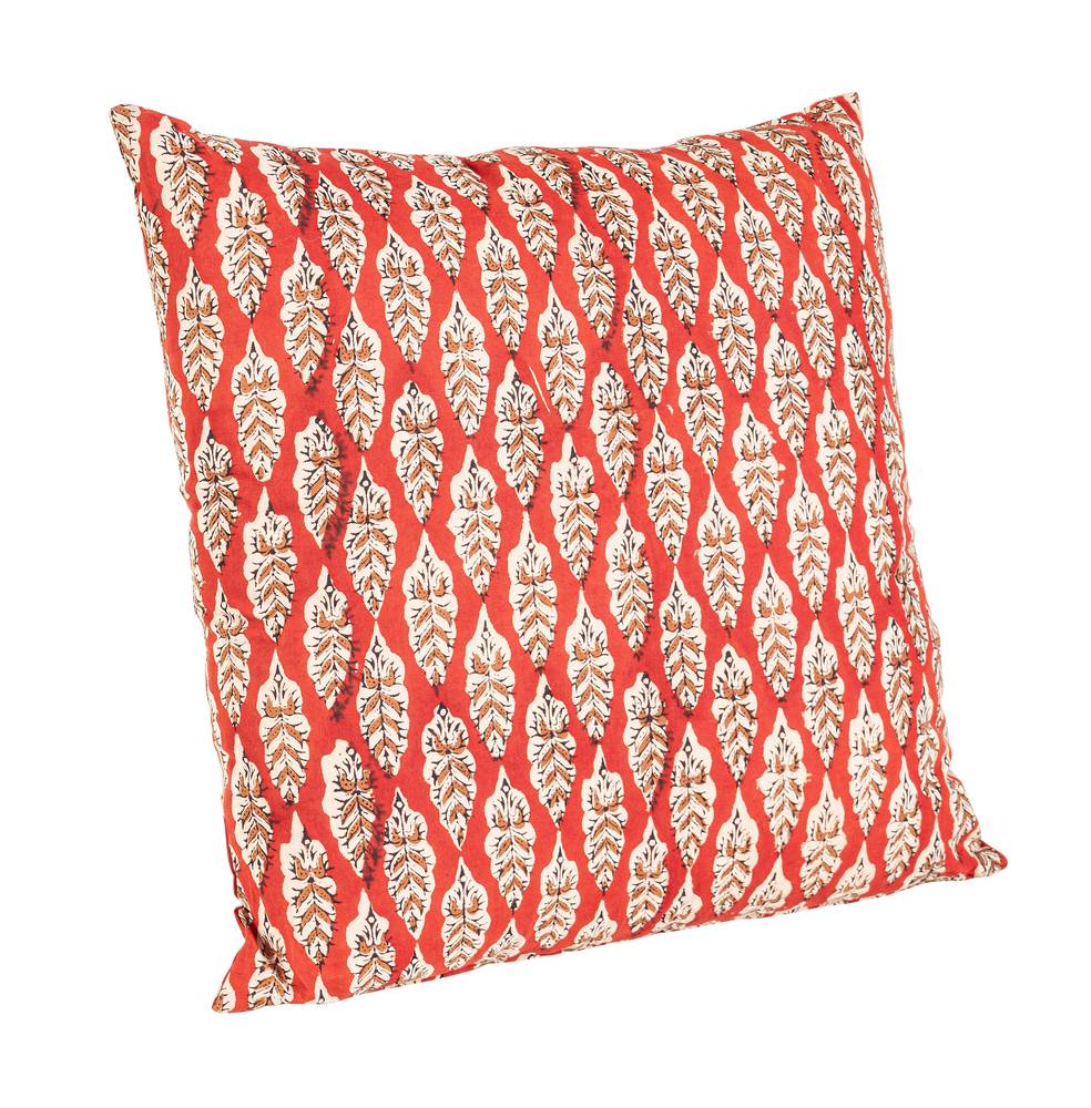 Cuscino foglie bianche su fondo rosso da divano 45x45