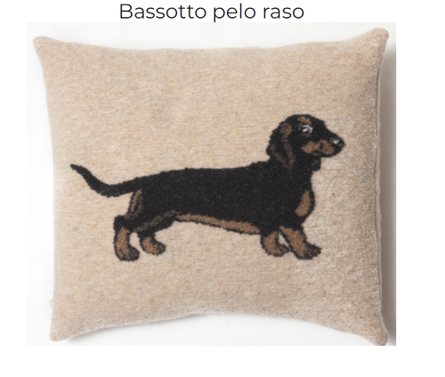 Cuscino lana cani Bassotto a pelo raso 50x50