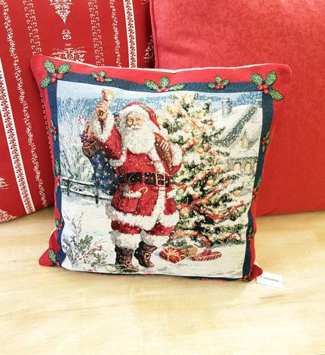 Cuscino natalizio gobelin babbo natale e albero 40x40
