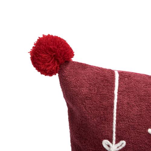 Cuscino natalizio pendagli rosso con pon pom 45x45