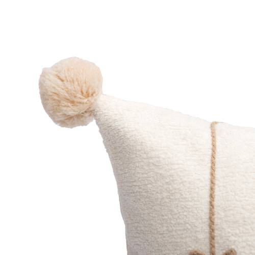 Cuscino natalizio ricamo pendagli avorio con pon pom 45x45
