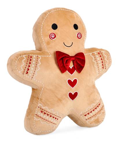 Cuscino omino pan di zenzero caramello con fiocco rosso