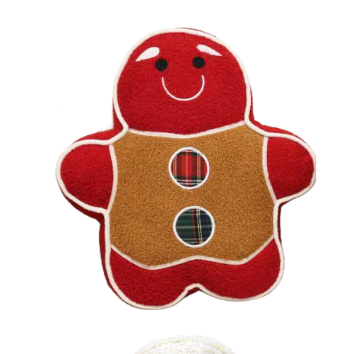 Cuscino omino pan di zenzero rosso e caramello