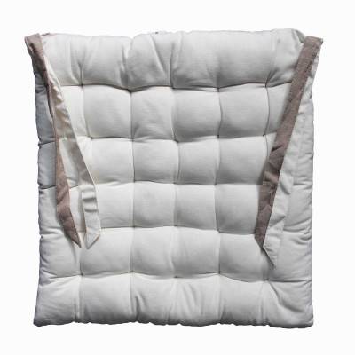 Cuscino per sedia bianco quadrato trapuntato 40x40