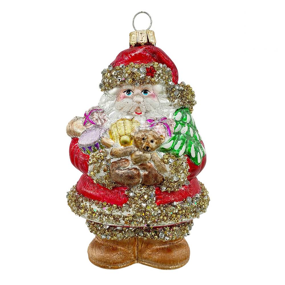 Decoro vintage natalizio vetro babbo natale per albero