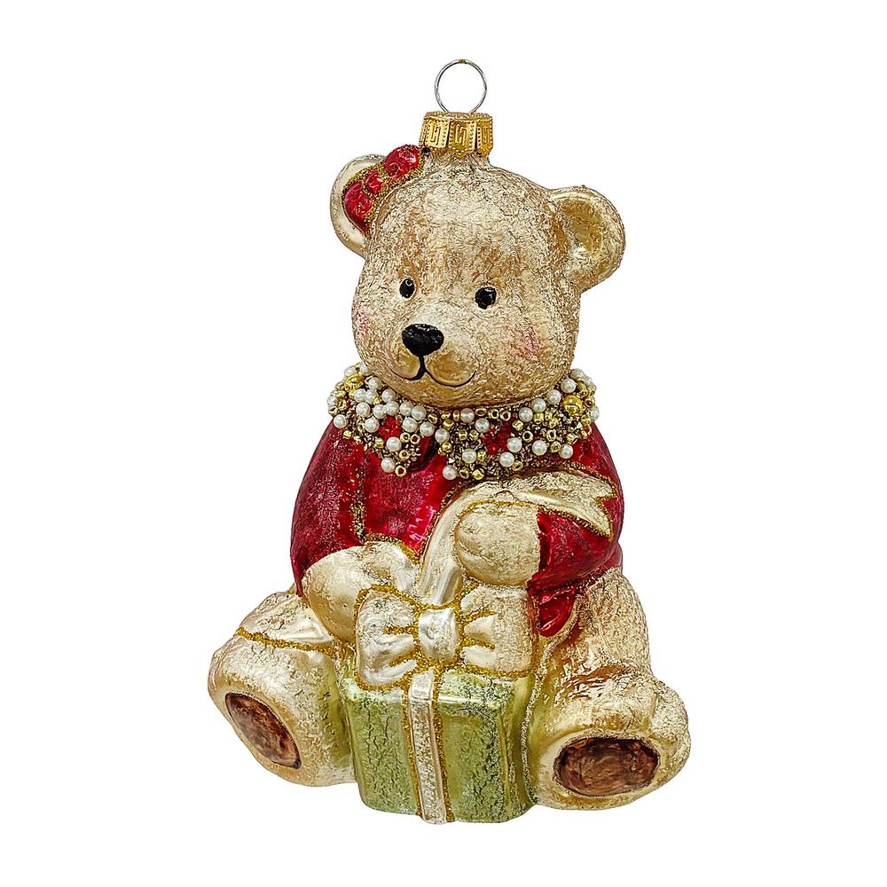 Decoro vintage natalizio vetro orsetto per albero