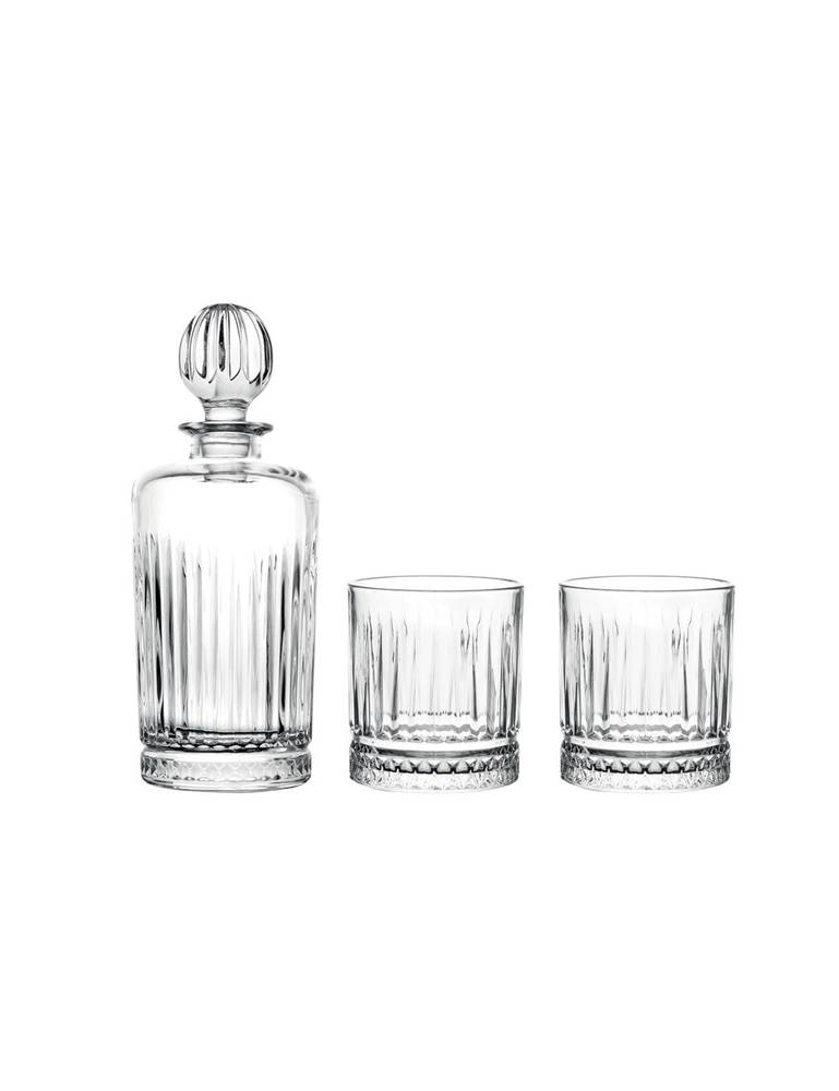 Degustazione liquori set 3 pz bottiglia e 2 bicchieri vetro