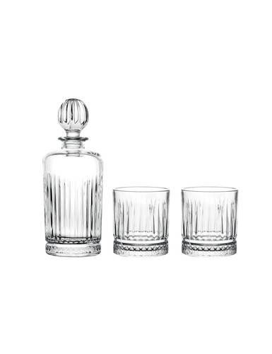 Degustazione liquori set 3 pz bottiglia e 2 bicchieri vetro