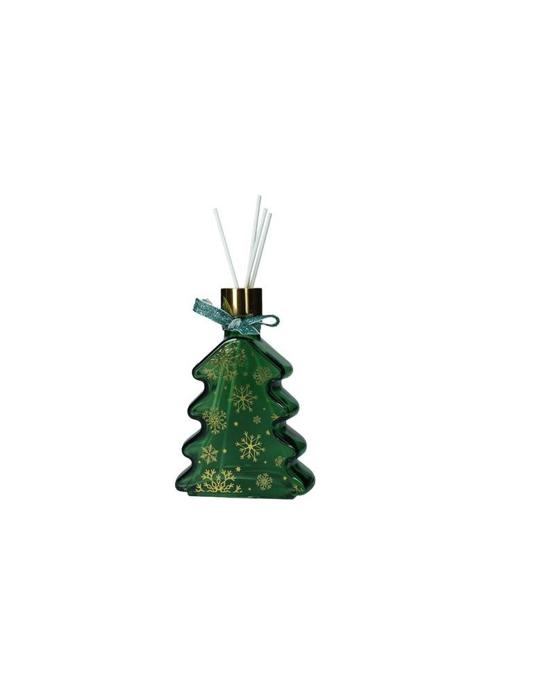 Diffusore di profumo vetro albero di natale verde con bastoncini bianchi 200ml