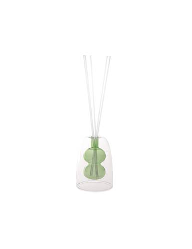 Diffusore profumo vetro ampolla bubble verde con bastoncini bianchi