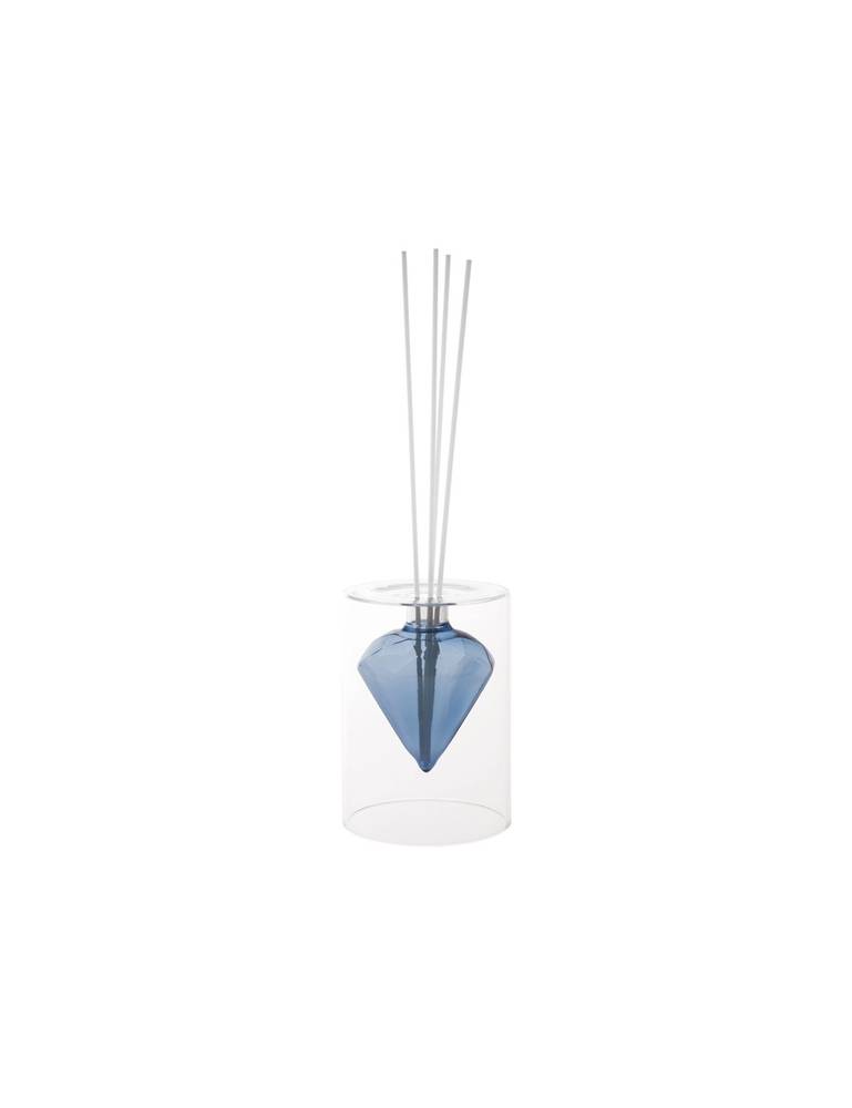 Diffusore profumo vetro diamond blu con bastoncini bianchi