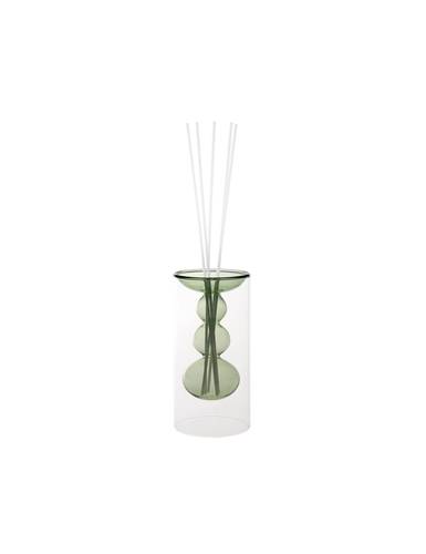 Diffusore profumo vetro silhouette verde con bastoncini bianchi