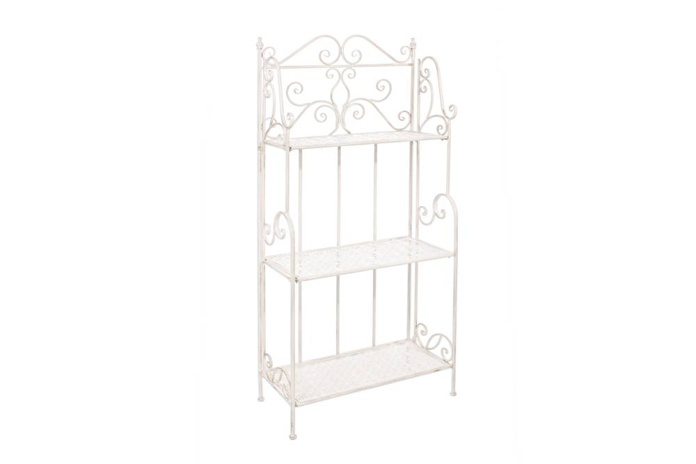 Etagere scaffale ferro crema 3 piani traforati intreccio 124h