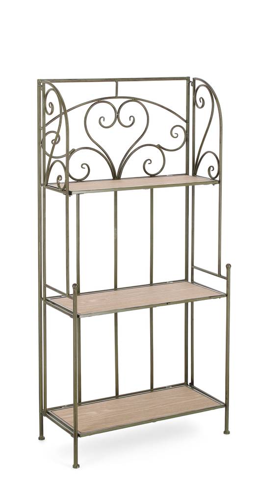 Etagere scaffale ferro verde 3 piani legno 127h
