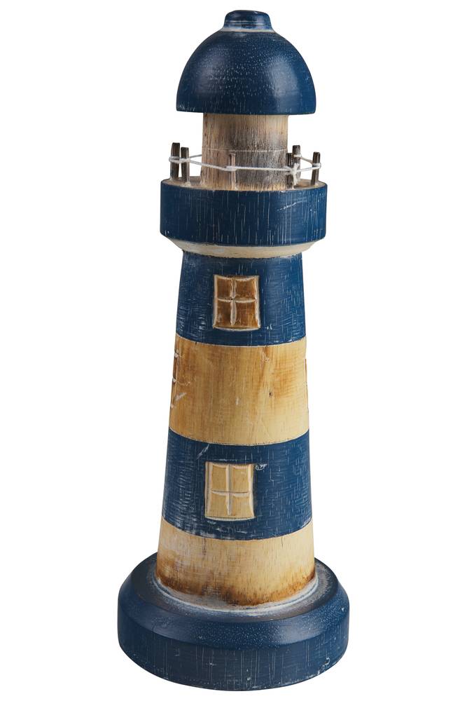 Faro legno bianco e blu decorativo 30h