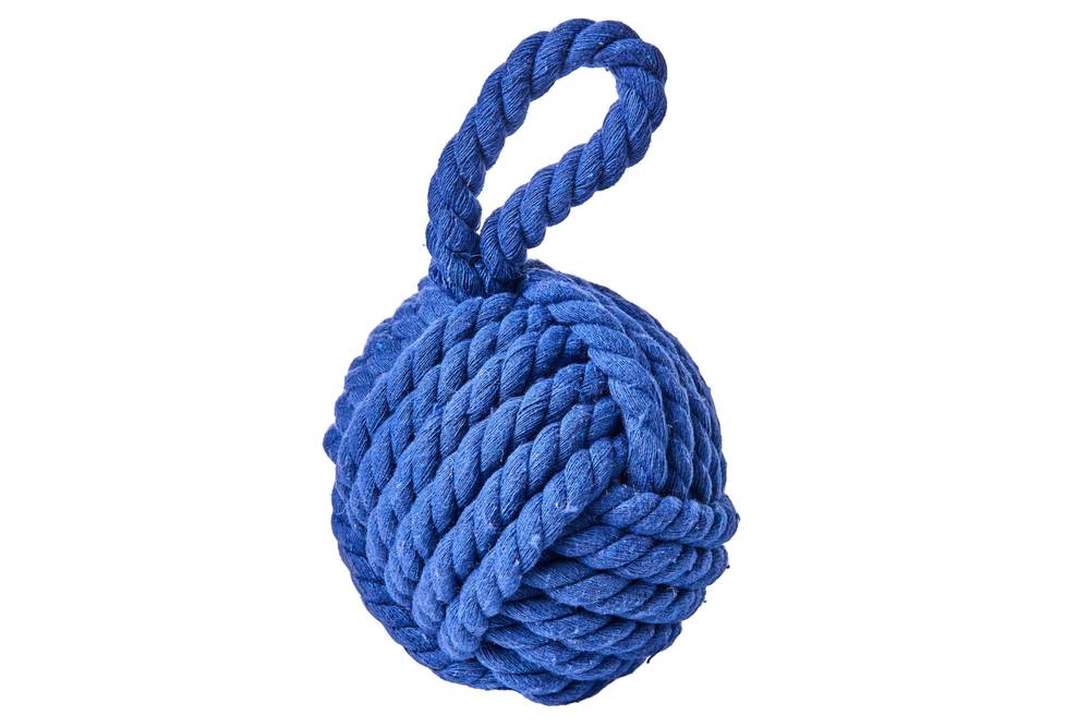 Fermaporta gomitolo corda blu cotone