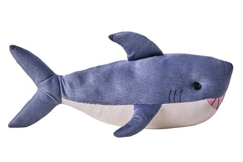 Fermaporta pesce squalo blu tessuto velluto a coste