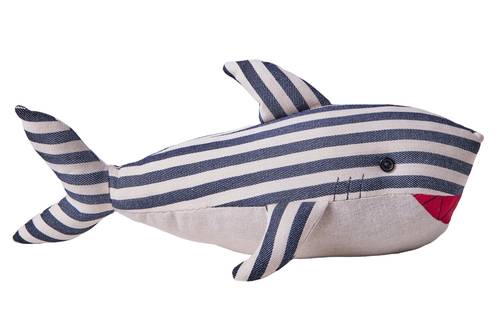 Fermaporta pesce squalo tessuto righe bianche blu