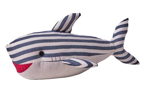 Fermaporta pesce squalo tessuto righe bianche blu