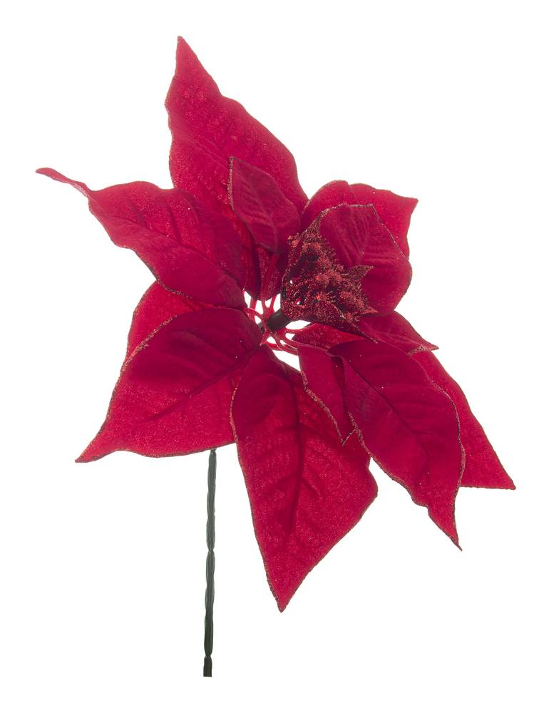 Fiore stella di natale velluto rossa bordo brillantato 20h