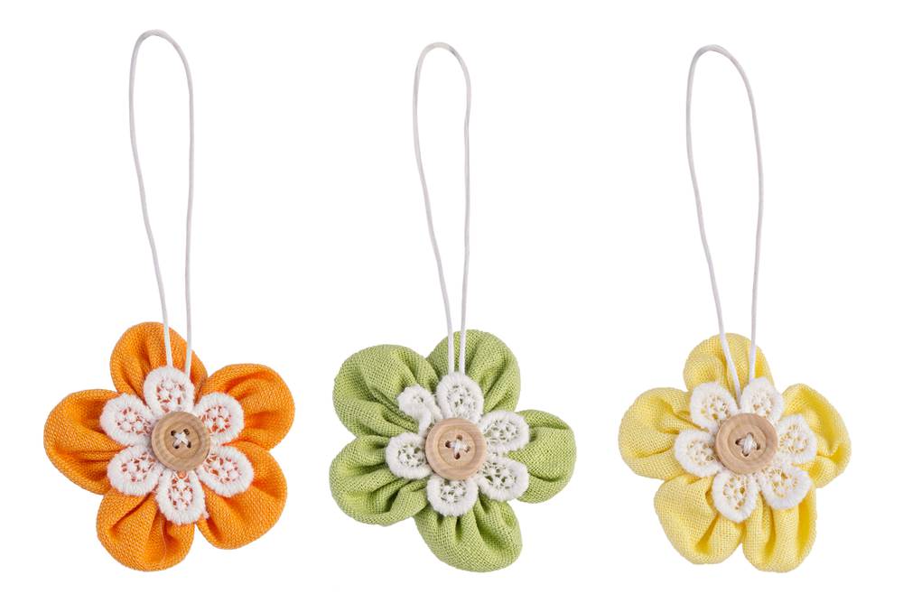 Fiori colorati tessuto 3 pz