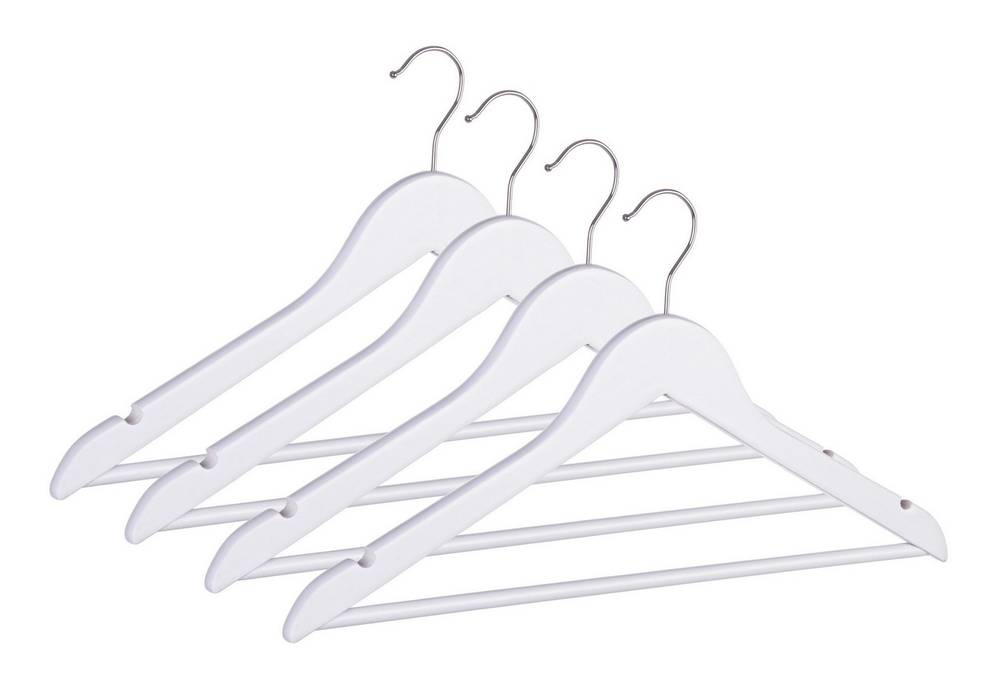 Gruccia legno bianco porta camicie da armadio set 4pezzi