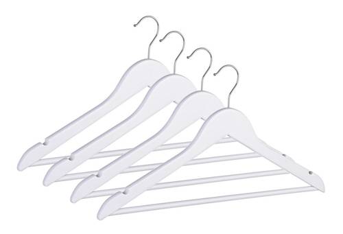 Gruccia legno bianco porta camicie da armadio set 4pezzi