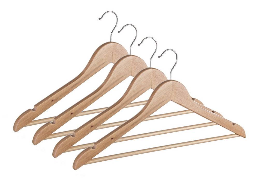 Gruccia legno naturale porta camicie da armadio set 4pezzi