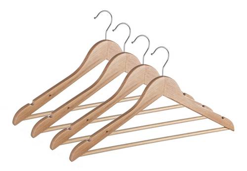 Gruccia legno naturale porta camicie da armadio set 4pezzi